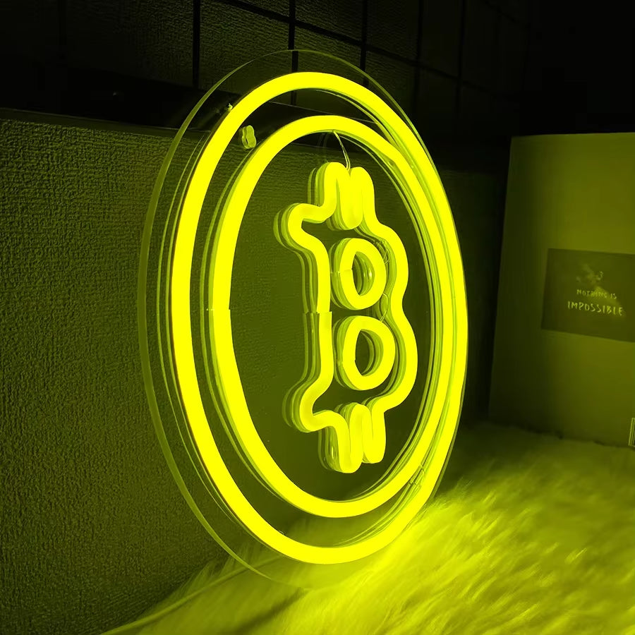 Bitcoin Neon Sign, Handmade Bitcoin Led Neon Light Bitcoin Neon for Wall Décor for Gaming Room Bedroom Living Room Cafe Bar