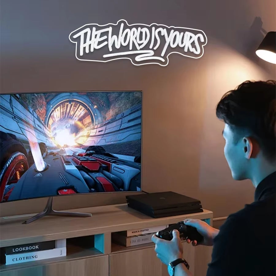 Powered by Usb, Are Used for Decoration of Man Caves, Clubs, Game Rooms and Graduation Parties，The World Is Yours Neon Sign