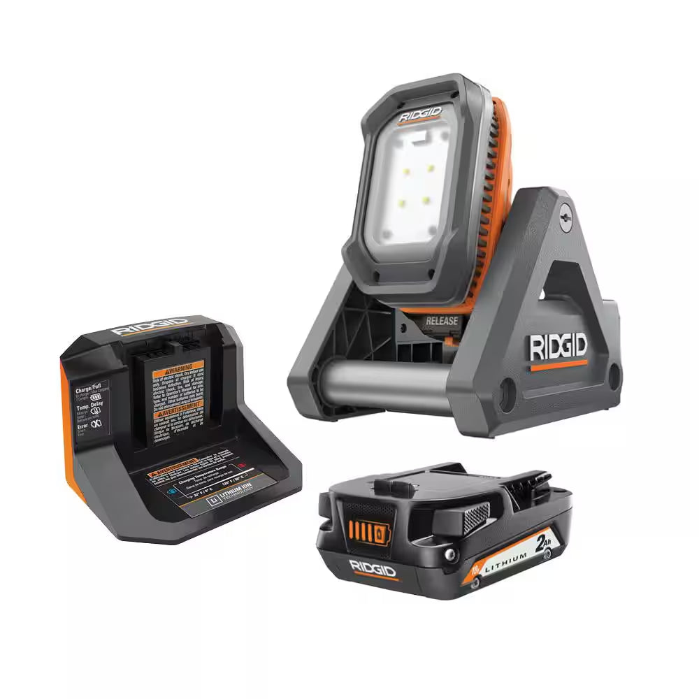 18V Cordless Flood Light Kit with Detachable Light with 2.0 Ah Lithium-Ion Battery and Charger