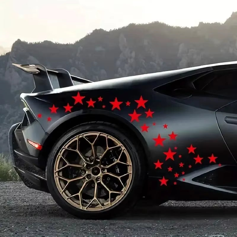 60Pcs Five-Pointed Star Car Body DIY Stickers Set, Racing Door Side Vinyl Decal Night Run Sport Competition Style Decorative