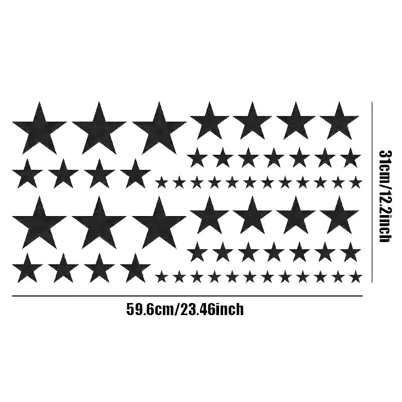 60Pcs Five-Pointed Star Car Body DIY Stickers Set, Racing Door Side Vinyl Decal Night Run Sport Competition Style Decorative