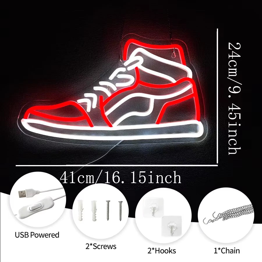 Sneaker Neon Sign Sports Shoe Neon Signs,Led Boys Neon Lights for Bedroom Man Cave Home Party Neon Bar Sign Shoes Wall Decor