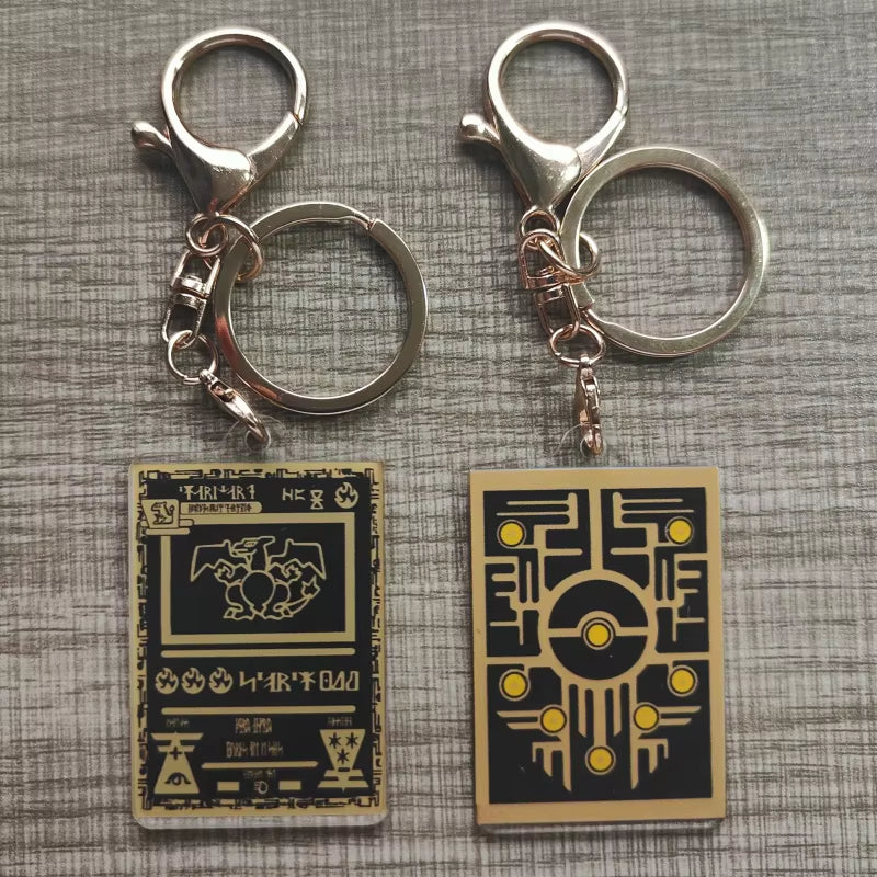 Pokemon Anime Small Card Key Chain Charizard Keychains Blastoise Venusaur Mewtwo Diy Acrylic Action Toy Figures Game Collection