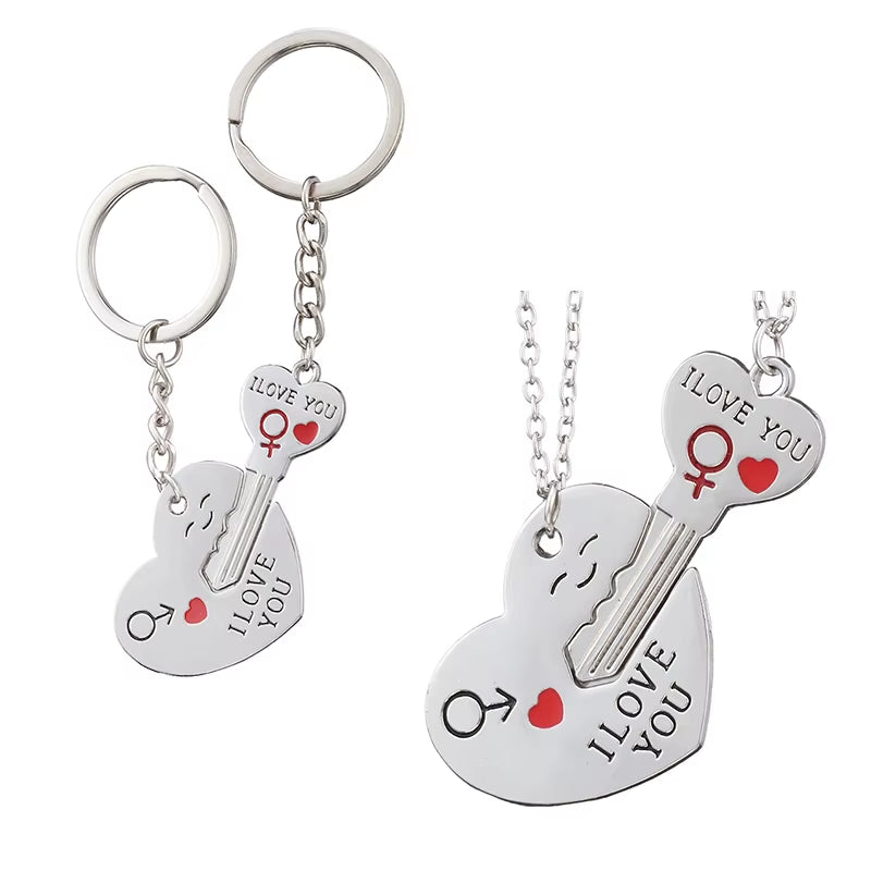 Couple I LOVE YOU Letter Keychain Heart Key Ring Silvery Lovers Love Key Chain Valentine'S Day Gifts Jewelry