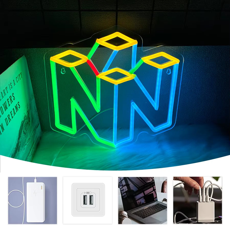 Wonderfullife Game Neon Lights, Used for Led Decoration in the Game Player Area, Men'S Cave, Bar Sign Lights, Easy to Hang.