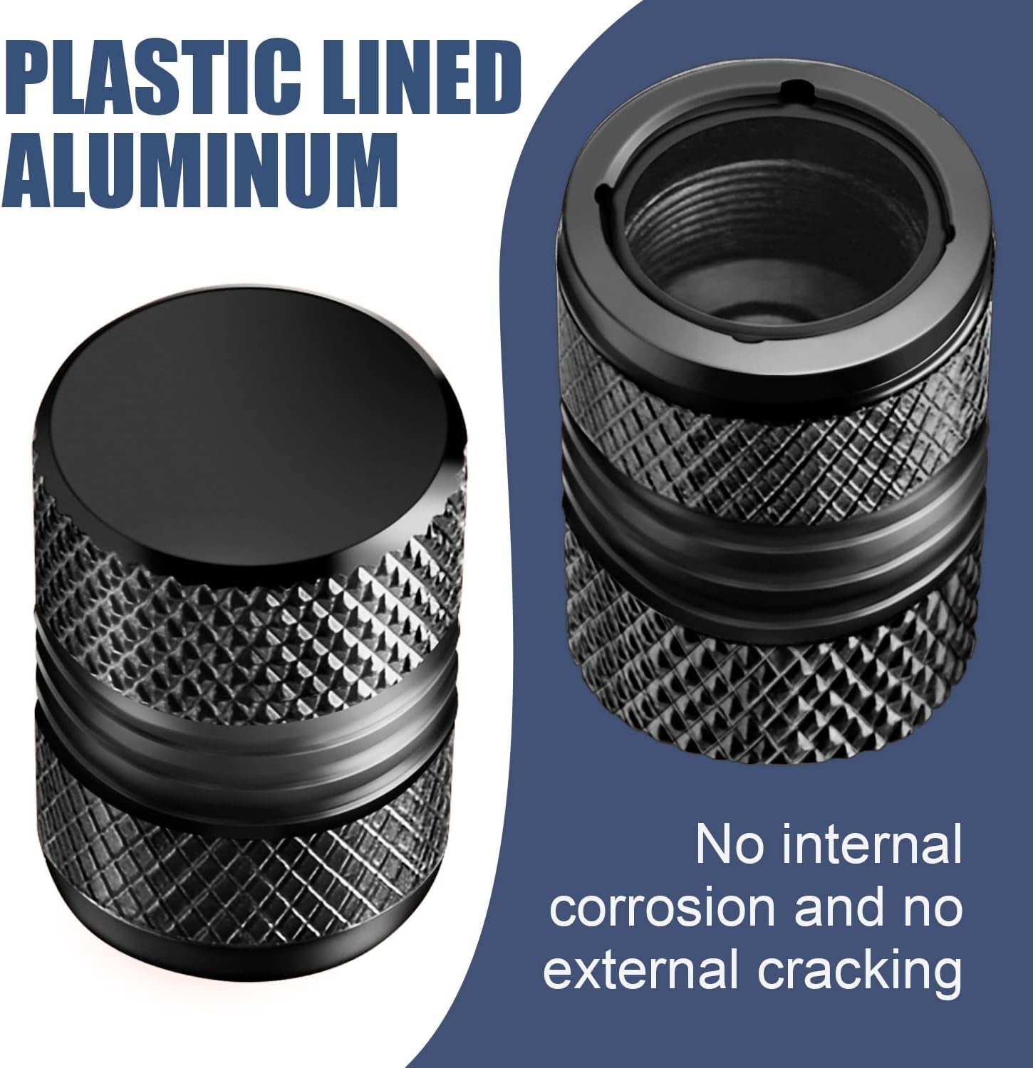 Tire Valve Stem Caps for Car Tires Air Caps Cover 8 Pack Corrosion Resistant Premium Alloy Leak-Proof Universal for SUV Truck Motorcycle Bike Black