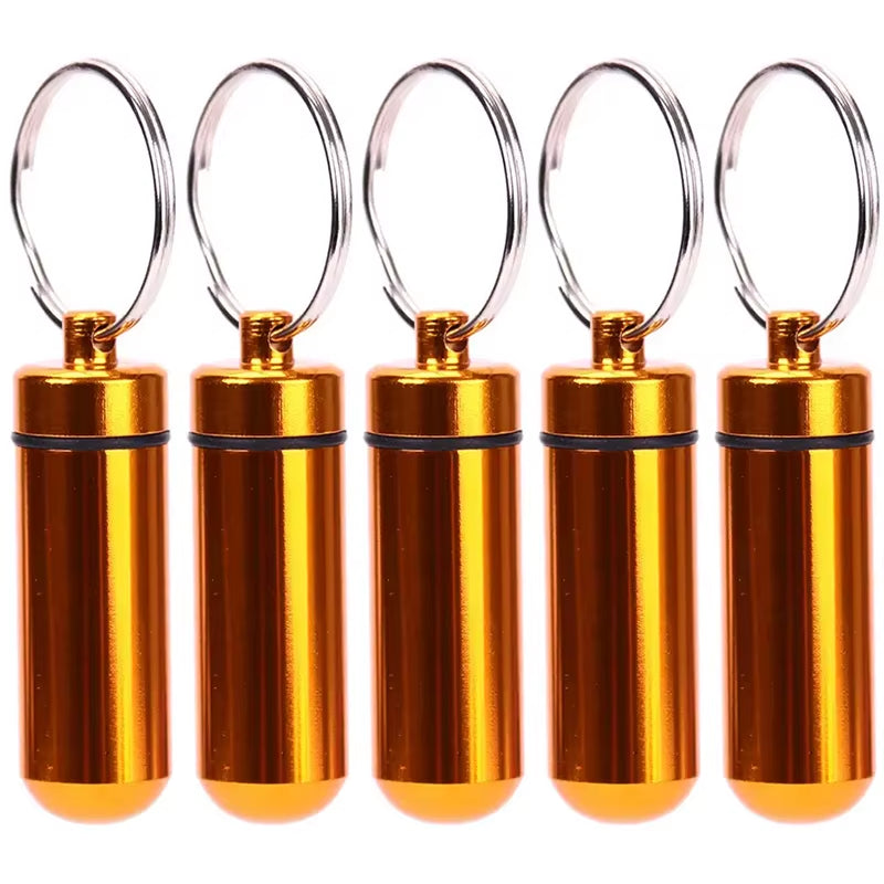 Portable Mini Travel Pill Medicine Box Case Waterproof Container Keychain Capsule Bottle Key Ring Chain First Aid Medicine Box
