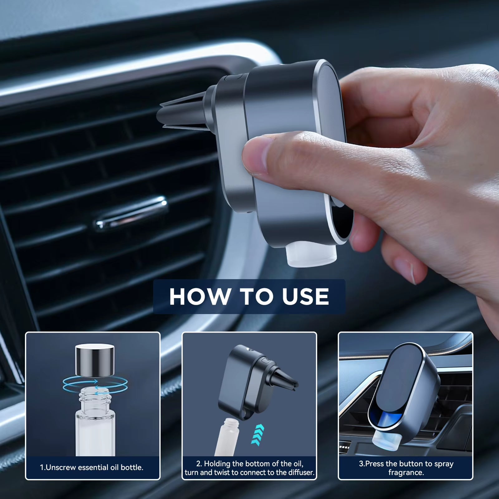 Smart Sensing Car Fragrance Diffuser Removed Odor Efficiently for Car Adjustable Car Aroma Diffuser with Three Levels