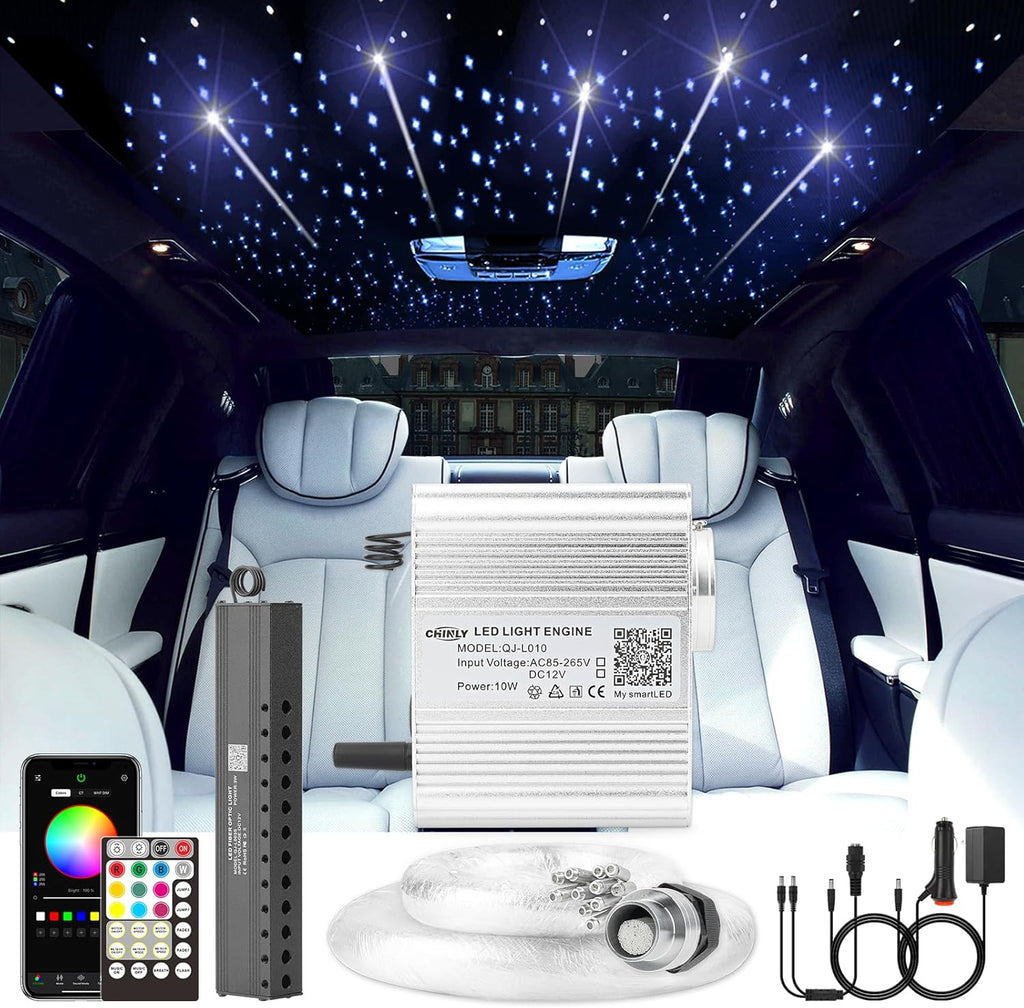 Star Lights for Car Starlight Headliner Kit,Shooting Star Twinkle Star Light Headliner Kit 550Pcs*0.03In*13.1Ft Car Star for Ceiling Car,Room,Rgbw+App Headliner Starlight Kit Fiber Optic Lights