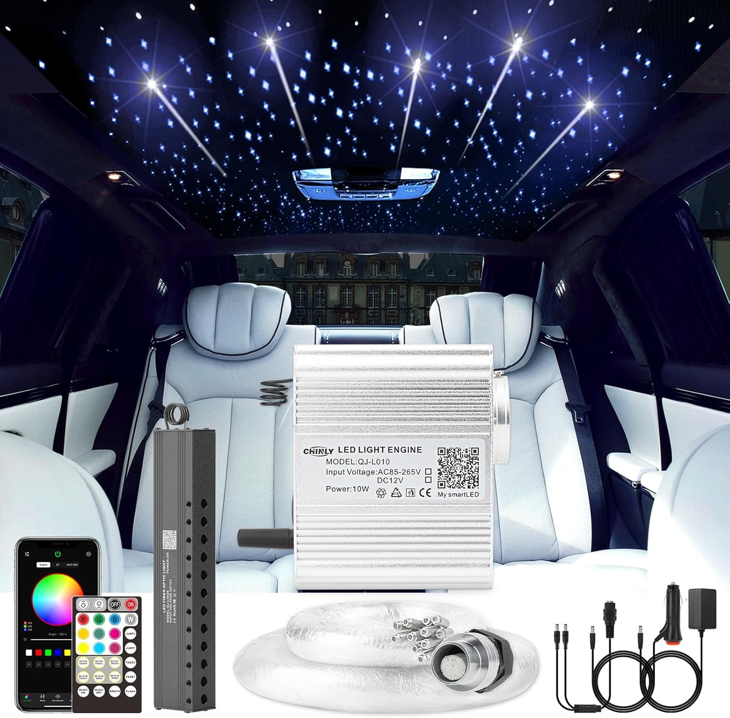 Star Lights for Car Starlight Headliner Kit,Shooting Star Twinkle Star Light Headliner Kit 550Pcs*0.03In*13.1Ft Car Star for Ceiling Car,Room,Rgbw+App Headliner Starlight Kit Fiber Optic Lights