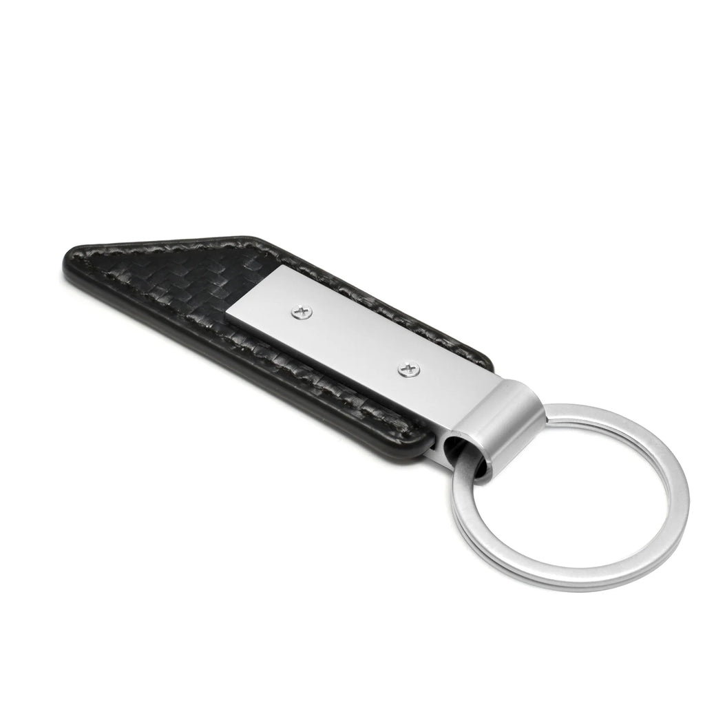 for GMC Sierra Silver Metal Plate Carbon Fiber Texture Black PU Leather Key Chain, Official Licensed
