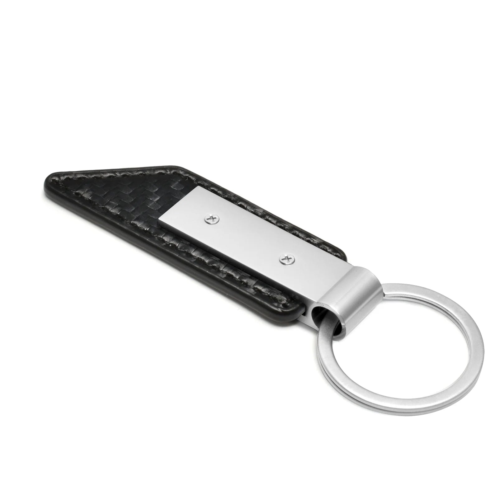 for GMC Sierra Silver Metal Plate Carbon Fiber Texture Black PU Leather Key Chain, Official Licensed