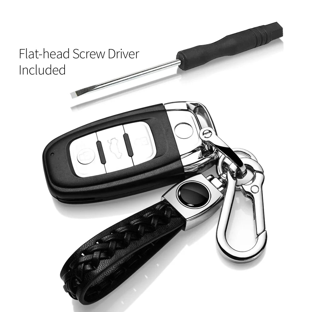 for Chevrolet Camaro ZL1-1LE Braided Rope Style Genuine Black Leather Key Chain, Official Licensed