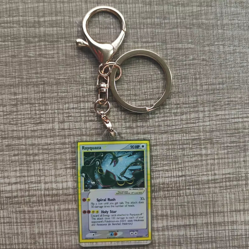Pokemon Anime Small Card Key Chain Charizard Keychains Blastoise Venusaur Mewtwo Diy Acrylic Action Toy Figures Game Collection