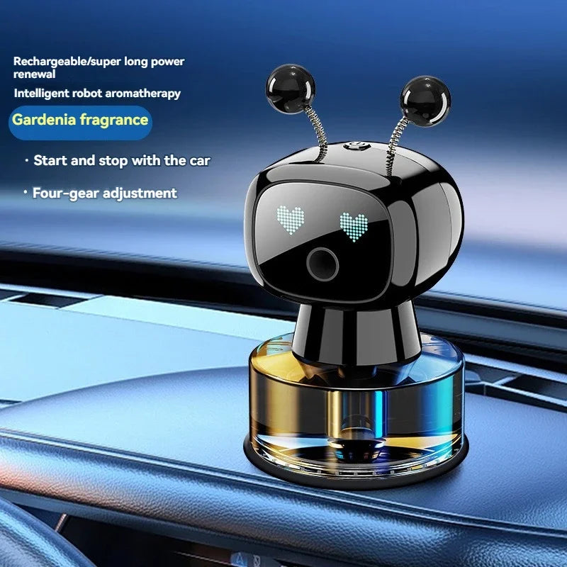 Smart Car Air Freshener AI USB Rechargeable Car Aroma Diffuser Smart Eyes 4 Levels of Adjustable Intelligent Car Diffuser Gift