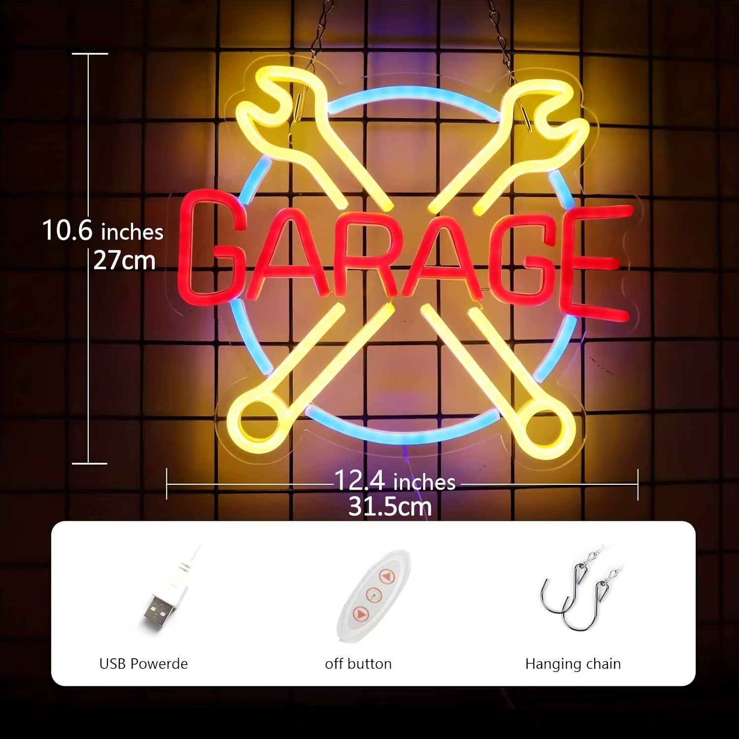 Neon Sign Garage Sign, Store Car LED Sign for Man Cave Car Repair Factory Workshop Game Room Wall Decoration Party Birthday Gift