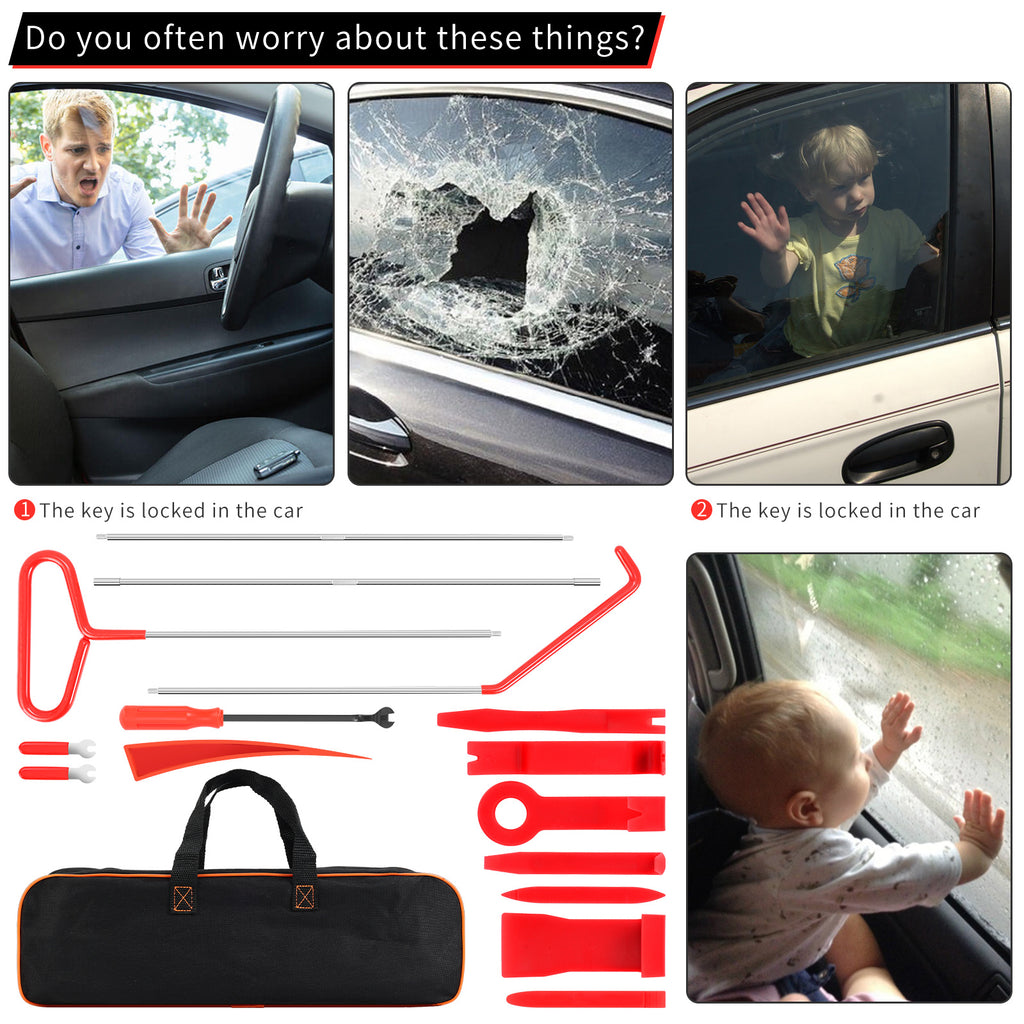 24-piece Set Professional Automotive Emergency Car Tool Kit Auto With Air Wedge