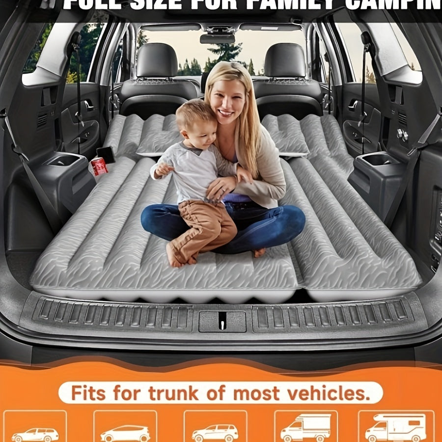Air Mattress For SUV, Inflatable Car Air Mattress For Camping, Flocking Car Bed With Air Pump & 2 Pillows, Portable Sleeping Pad Mattress, With Phone And Cup Holder