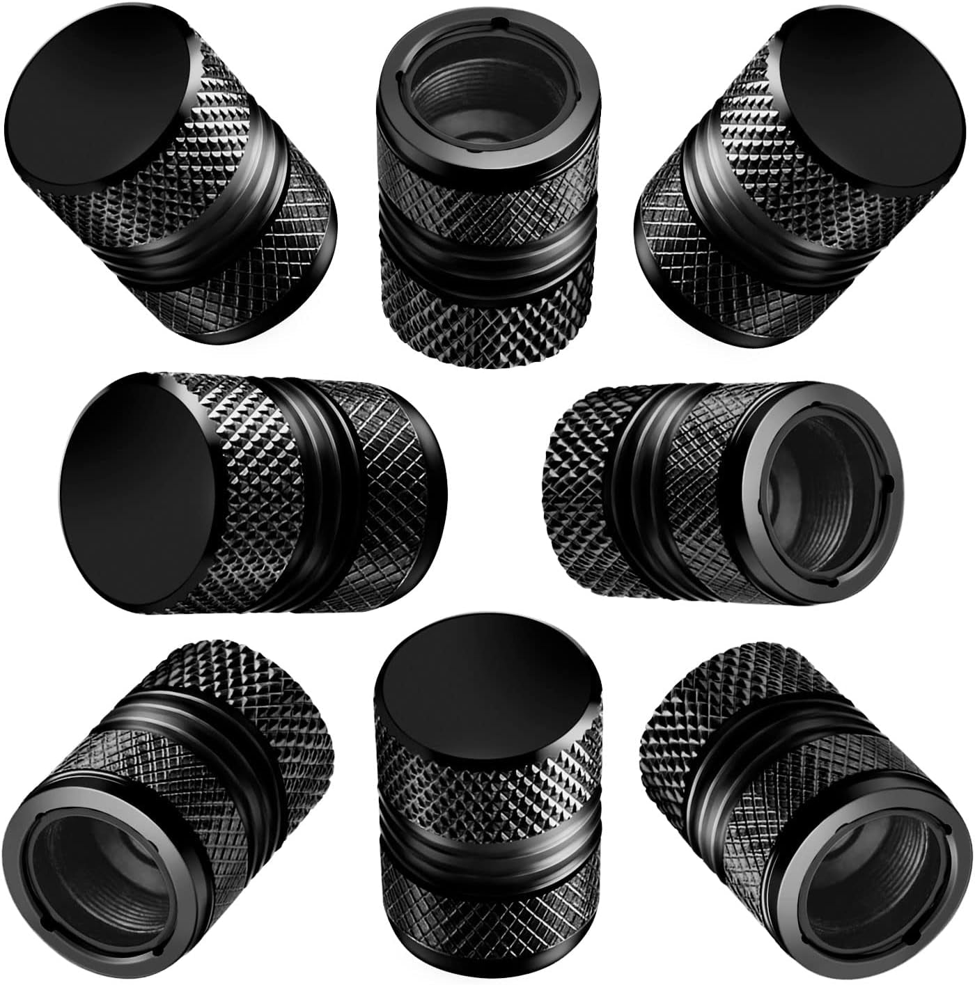 Tire Valve Stem Caps for Car Tires Air Caps Cover 8 Pack Corrosion Resistant Premium Alloy Leak-Proof Universal for SUV Truck Motorcycle Bike Black