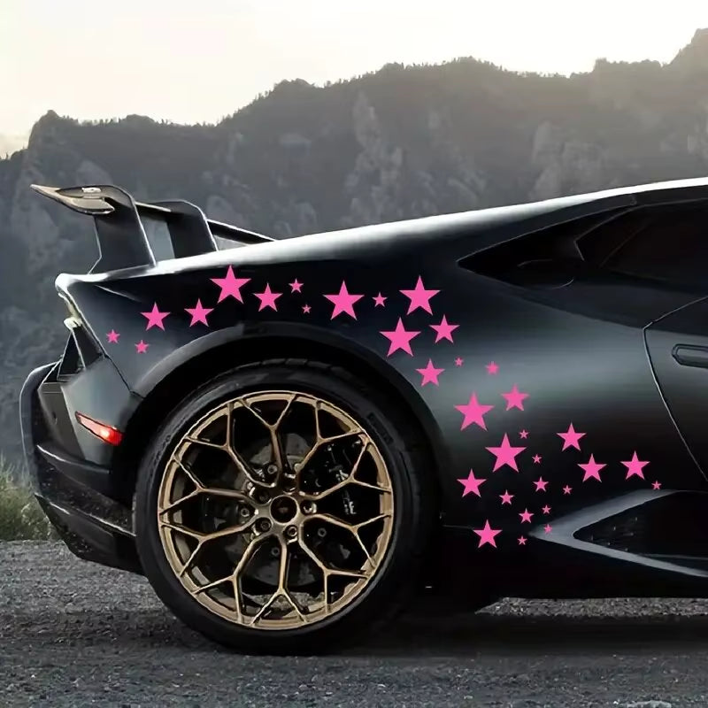 60Pcs Five-Pointed Star Car Body DIY Stickers Set, Racing Door Side Vinyl Decal Night Run Sport Competition Style Decorative