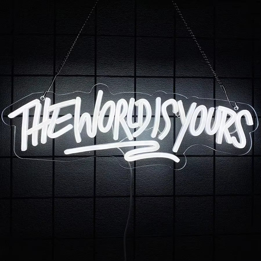 Powered by Usb, Are Used for Decoration of Man Caves, Clubs, Game Rooms and Graduation Parties，The World Is Yours Neon Sign