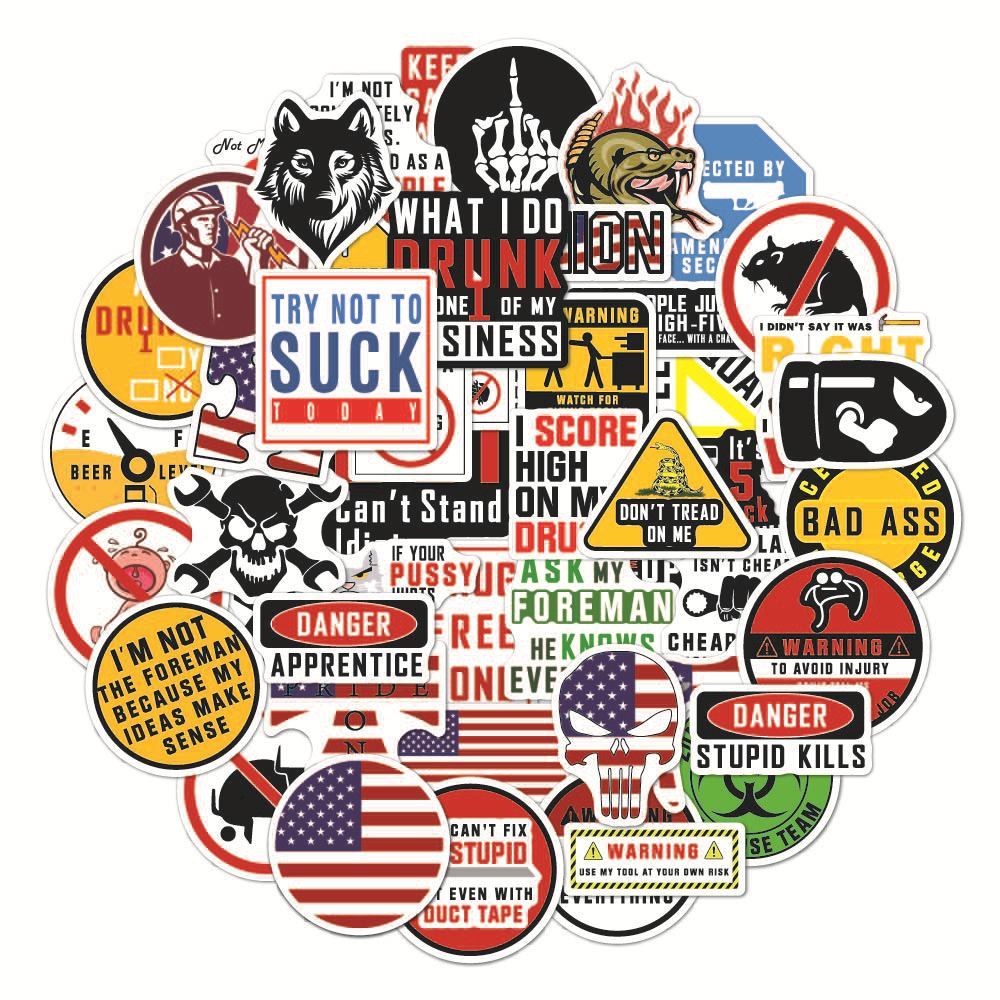 Warning 50 Personalized Waterproof Motorcycle Skateboard Luggage Helmet Stickers