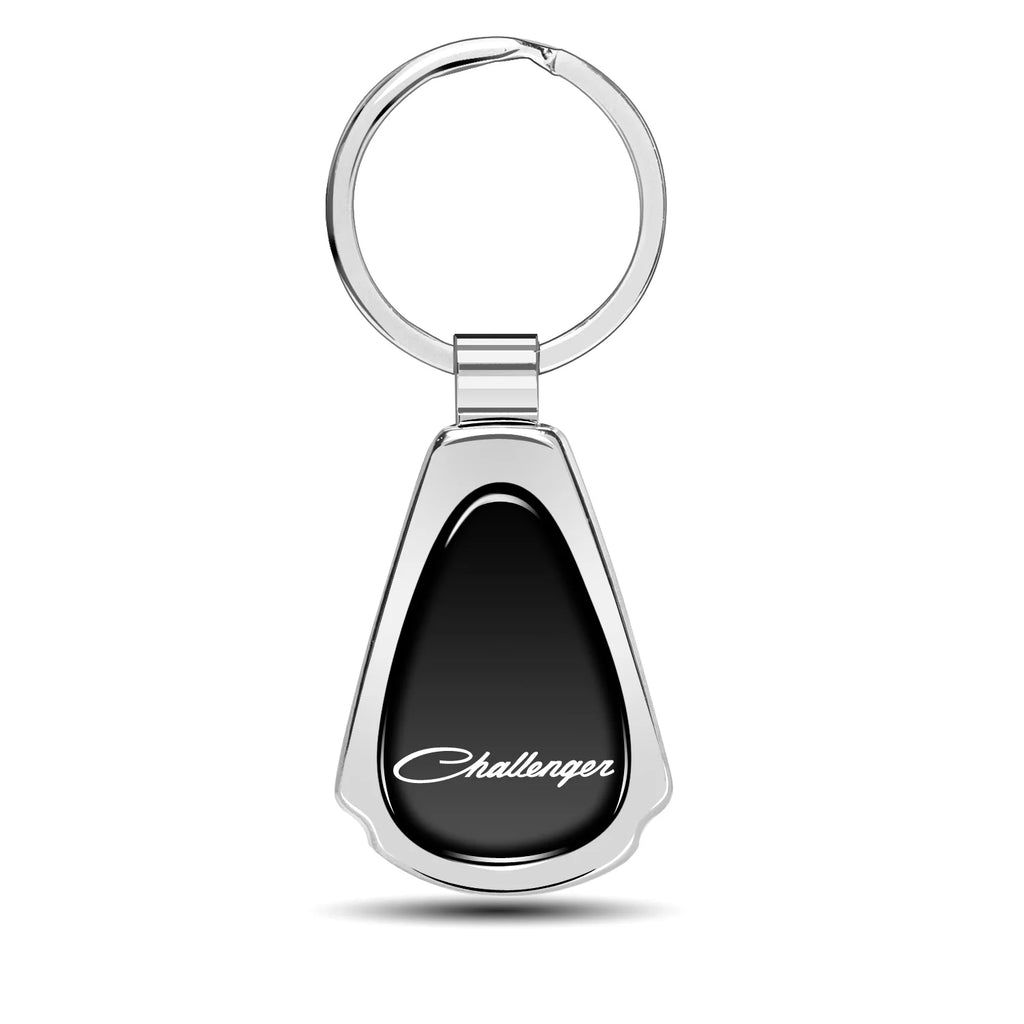 Dodge Challenger Classic Black Dome Chrome Metal Teardrop Key Chain
