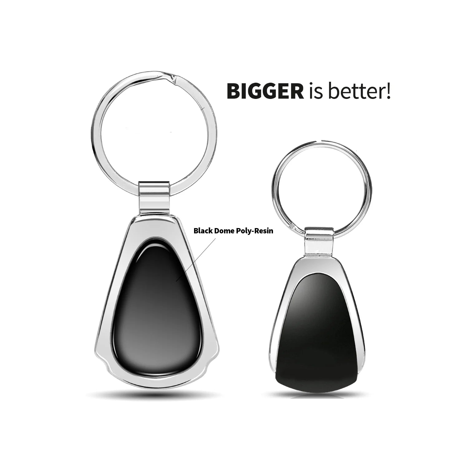Dodge Challenger Classic Black Dome Chrome Metal Teardrop Key Chain