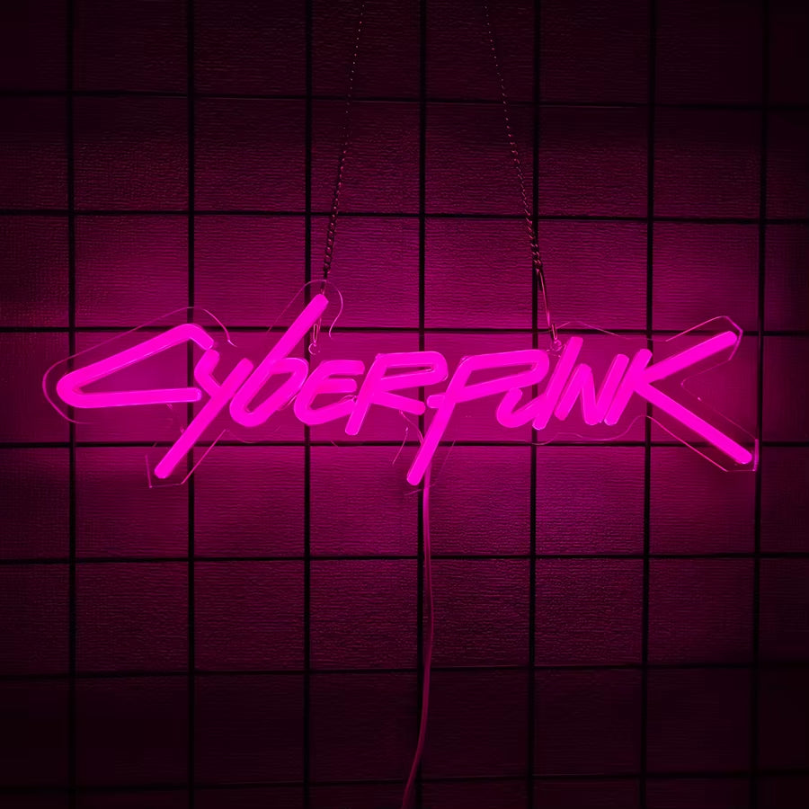 Cyberpunk Neon Sign, Pink Letter Sign, Used for Wall Decor, Unique Gift for Computer Enthusiasts, E-Sports Room, Man Cave Decor.