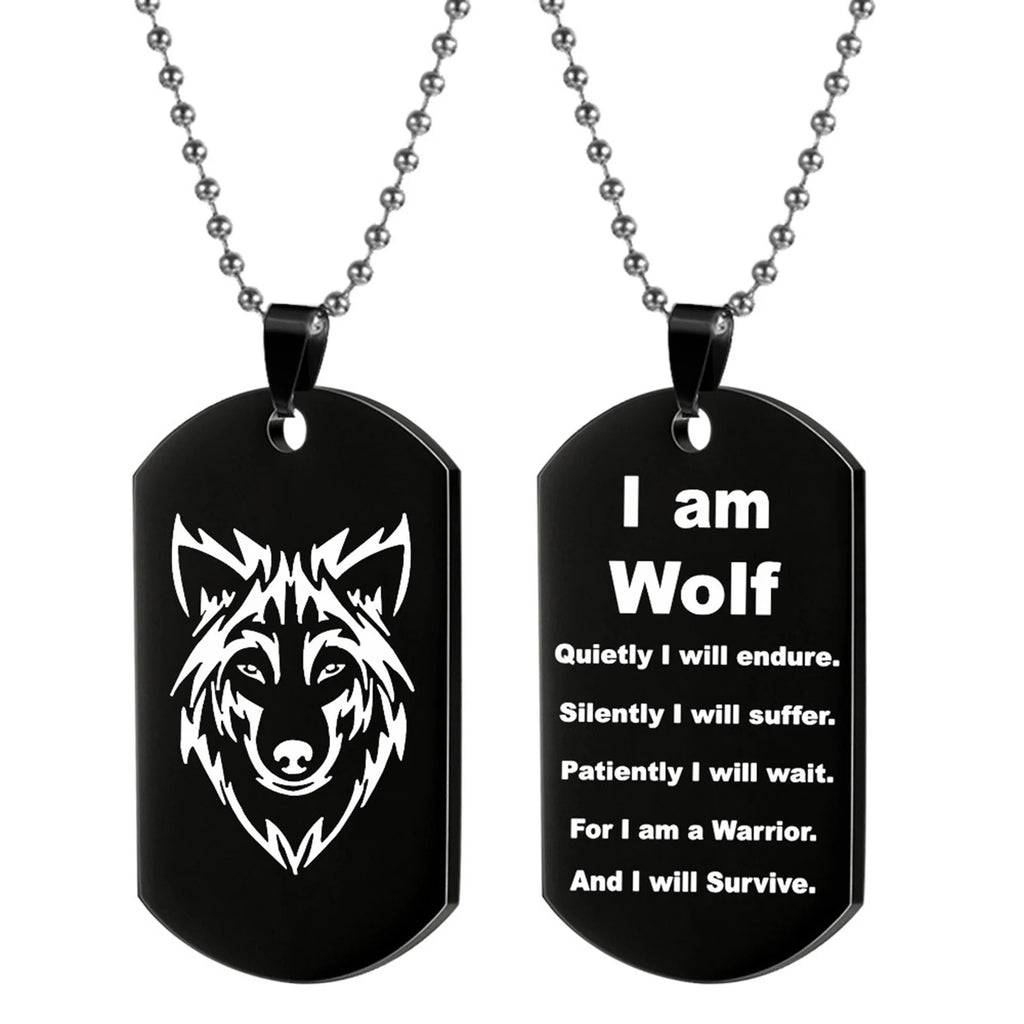 New Fashion Men'S Fashion Heart Necklace Wolf Pendant Necklace with Heart Chain Necklace a Cause I Am Jewelry for Women Necklaces Wolf