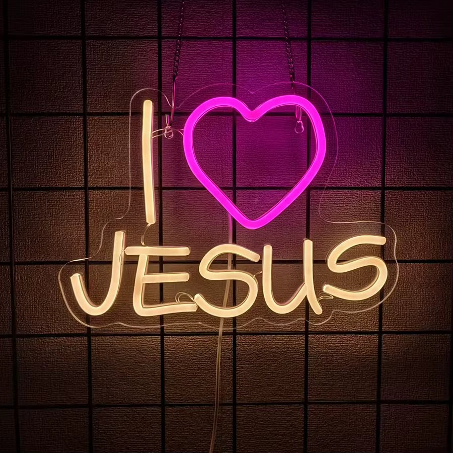 LED Cross Neon Sign for Wall Decor USB Powered LED Neon Light Signs Light up Sign for Bedroom Neon Wall Signs for Birthday Party