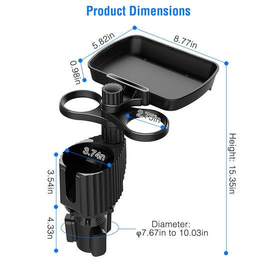 4-in-1 Car Cup Holder Tray