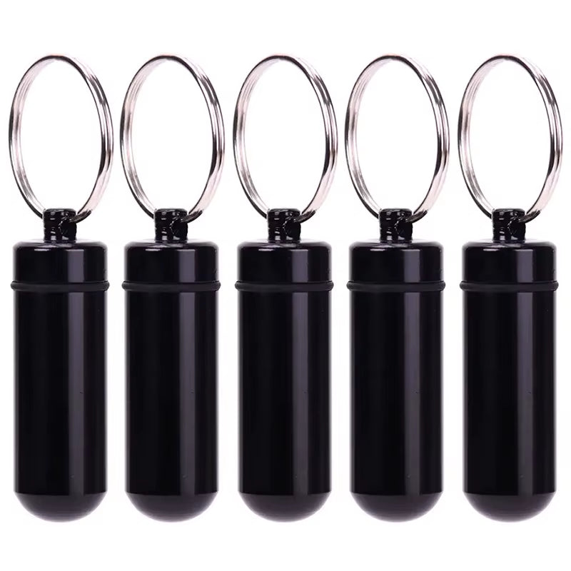 Portable Mini Travel Pill Medicine Box Case Waterproof Container Keychain Capsule Bottle Key Ring Chain First Aid Medicine Box
