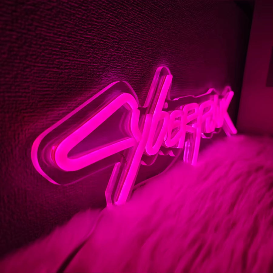 Cyberpunk Neon Sign, Pink Letter Sign, Used for Wall Decor, Unique Gift for Computer Enthusiasts, E-Sports Room, Man Cave Decor.