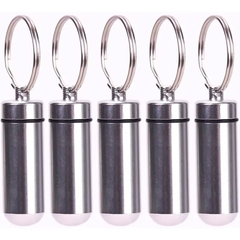 Portable Mini Travel Pill Medicine Box Case Waterproof Container Keychain Capsule Bottle Key Ring Chain First Aid Medicine Box