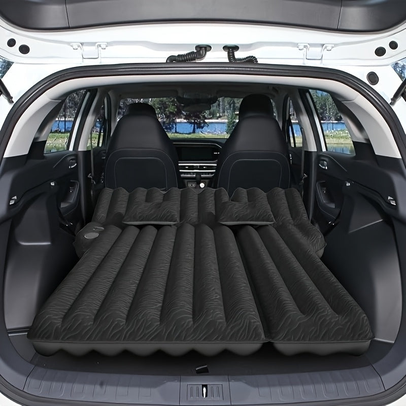 Air Mattress For SUV, Inflatable Car Air Mattress For Camping, Flocking Car Bed With Air Pump & 2 Pillows, Portable Sleeping Pad Mattress, With Phone And Cup Holder