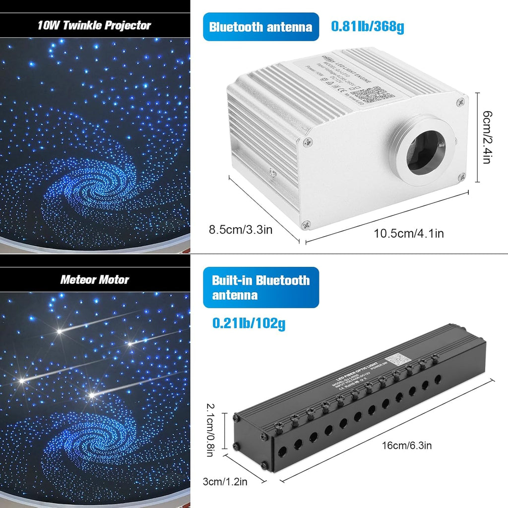 Star Lights for Car Starlight Headliner Kit,Shooting Star Twinkle Star Light Headliner Kit 550Pcs*0.03In*13.1Ft Car Star for Ceiling Car,Room,Rgbw+App Headliner Starlight Kit Fiber Optic Lights