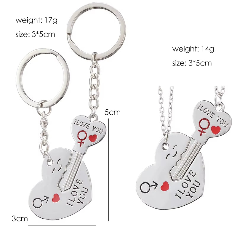 Couple I LOVE YOU Letter Keychain Heart Key Ring Silvery Lovers Love Key Chain Valentine'S Day Gifts Jewelry