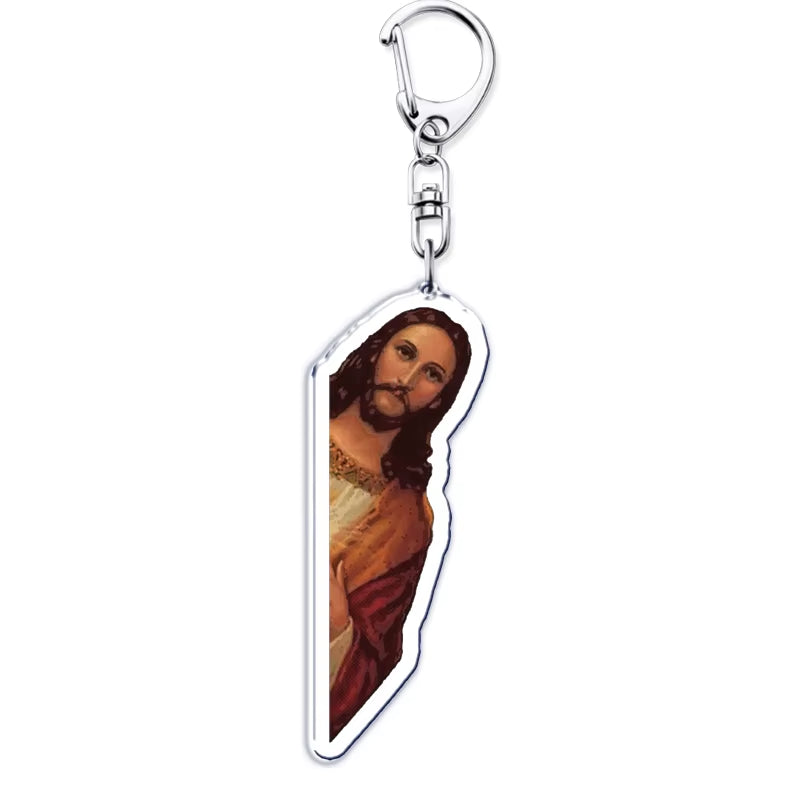 Funny Jesus Is Watching I Saw That Meme Key Chain Keychains Ring for Accessories Bag Pendant Keyring Jewelry Fans Gifts