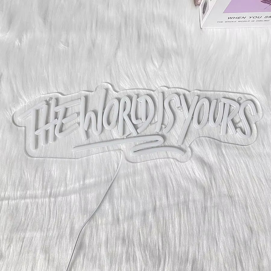 Powered by Usb, Are Used for Decoration of Man Caves, Clubs, Game Rooms and Graduation Parties，The World Is Yours Neon Sign