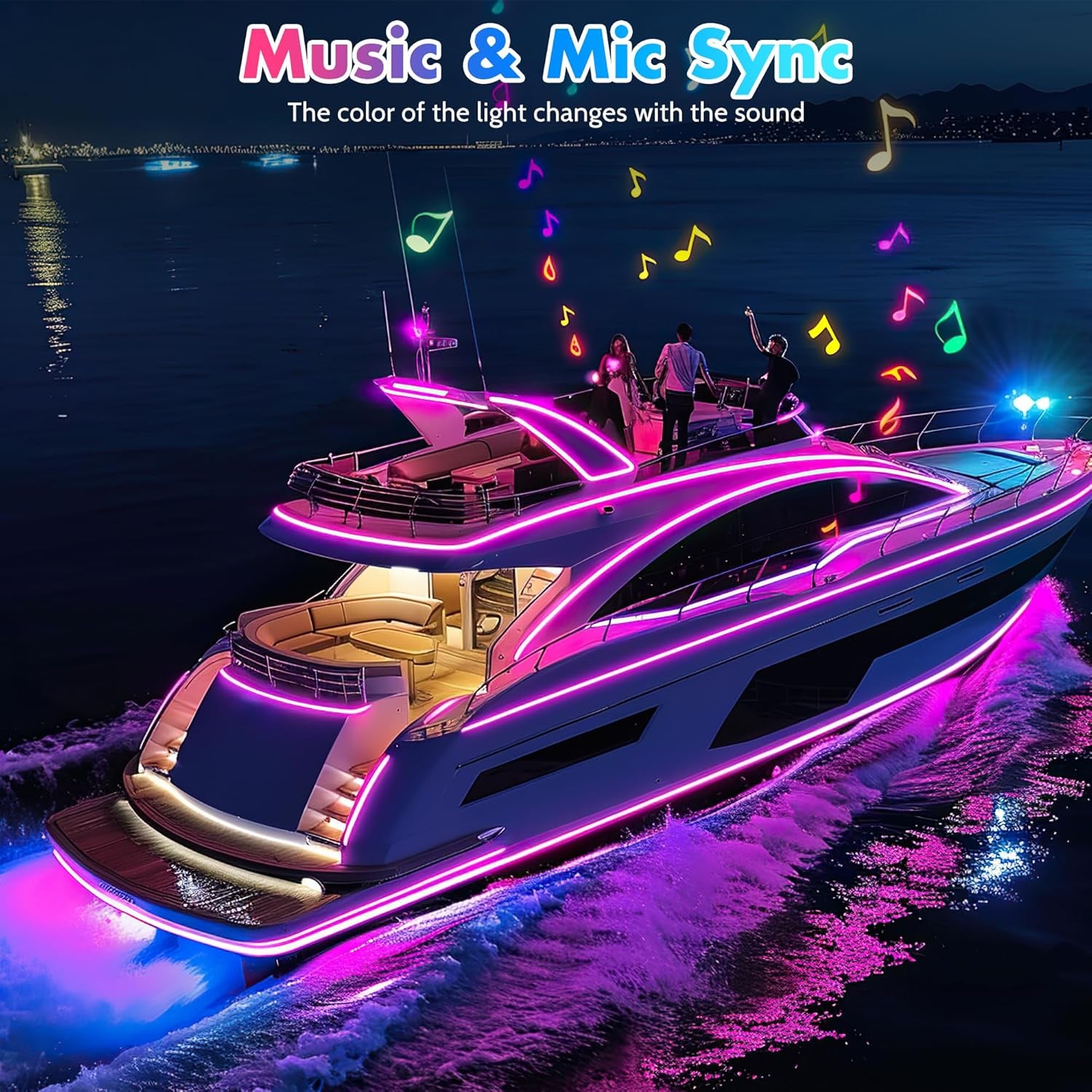 32.8FT LED Boat Strip Lights, RGB Marine Light, IP68 Waterproof Interior Lighting, Navigation Lamp, 12V Night Fishing LED, Outdoor Accessories Decor