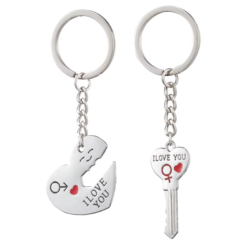 Couple I LOVE YOU Letter Keychain Heart Key Ring Silvery Lovers Love Key Chain Valentine'S Day Gifts Jewelry