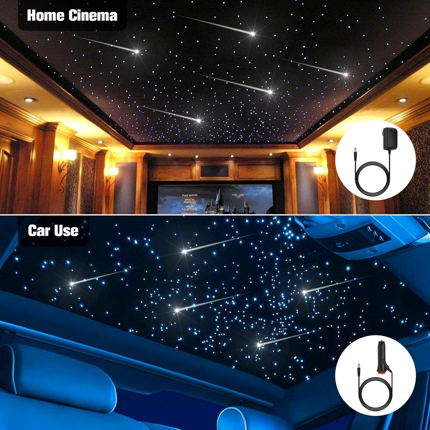 Star Lights for Car Starlight Headliner Kit,Shooting Star Twinkle Star Light Headliner Kit 550Pcs*0.03In*13.1Ft Car Star for Ceiling Car,Room,Rgbw+App Headliner Starlight Kit Fiber Optic Lights