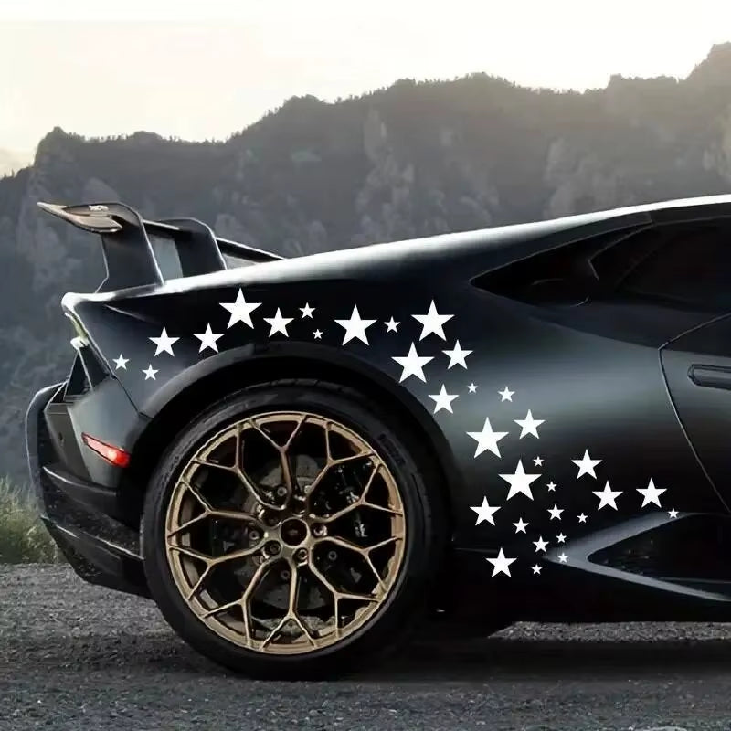60Pcs Five-Pointed Star Car Body DIY Stickers Set, Racing Door Side Vinyl Decal Night Run Sport Competition Style Decorative
