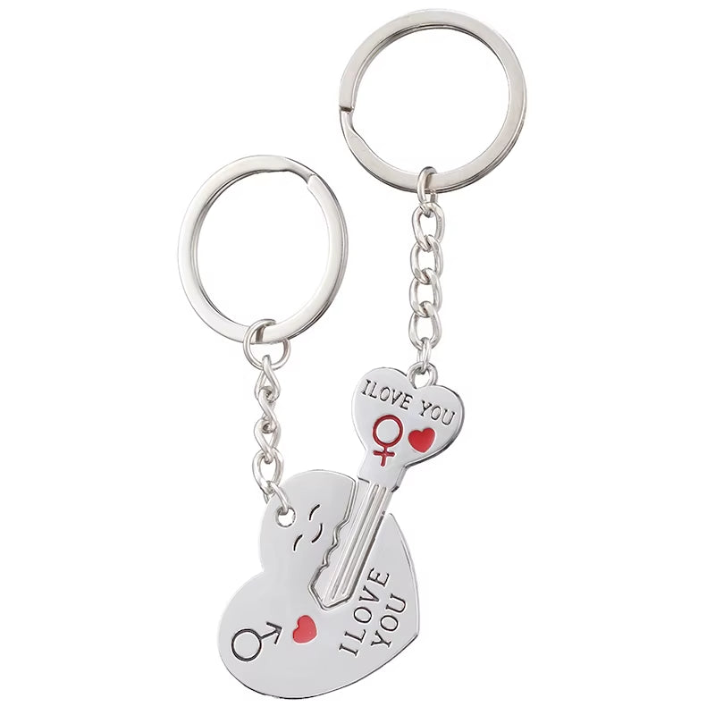 Couple I LOVE YOU Letter Keychain Heart Key Ring Silvery Lovers Love Key Chain Valentine'S Day Gifts Jewelry