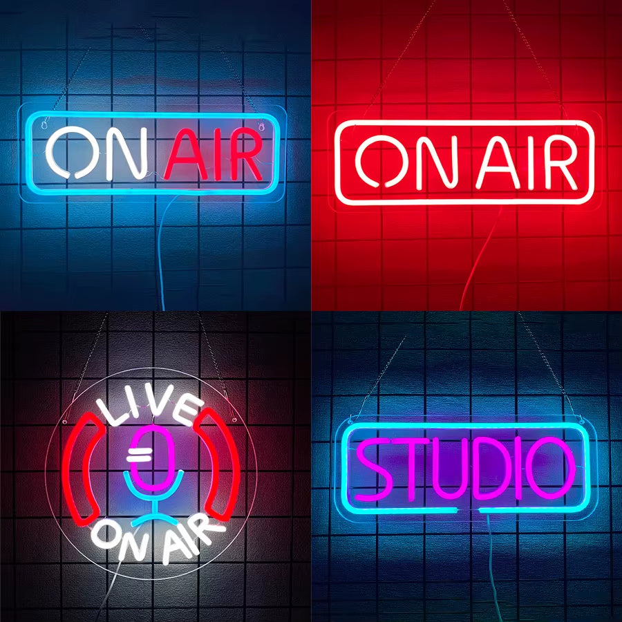 On Air Neon Sign, Led Live Recording Light Icon, Used for Decor of Game Room, Studio, Bar and Podcast Wall Decor,Usb Powered