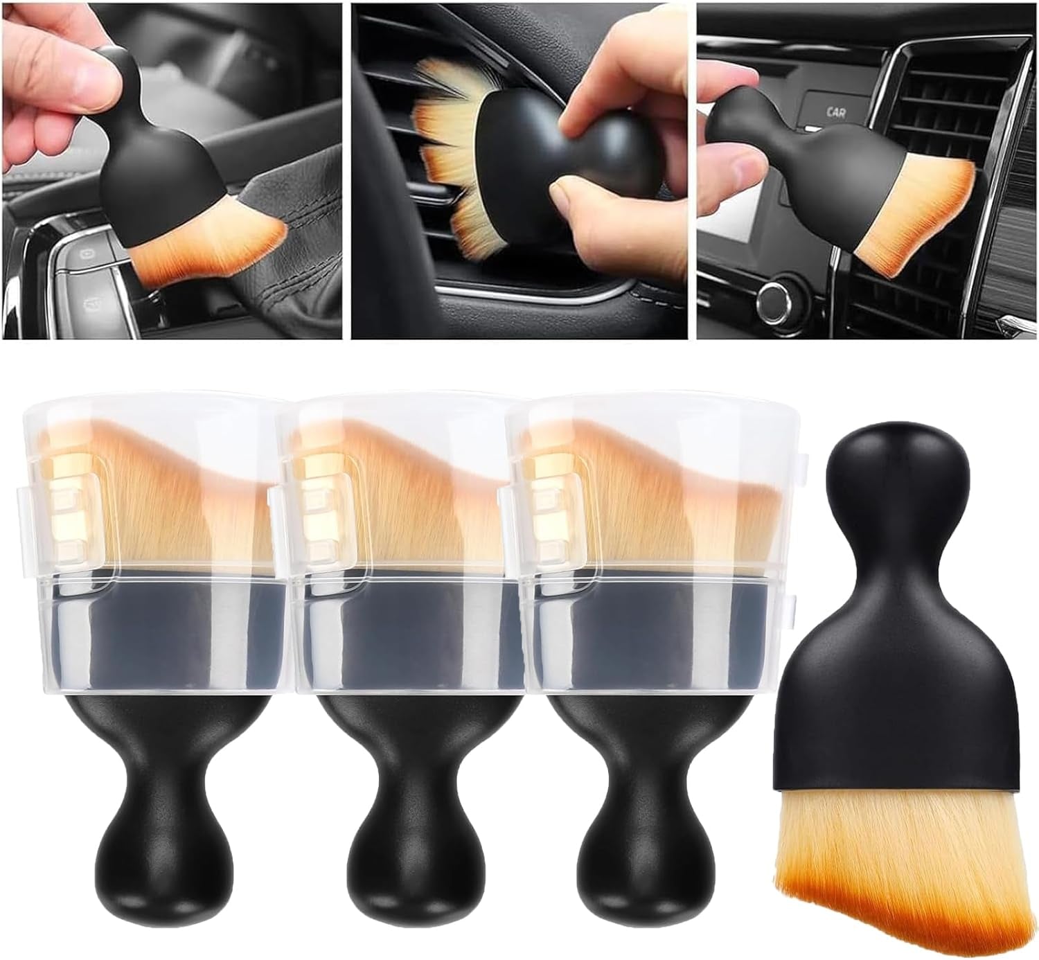 4 Pack Car Interior Cleaning Soft Brushes,Car Interior Cleaning Tool,Car Cleaning Brush Dust Collectors, Suitable for Cleaning Car Interior or Exterior Wait.