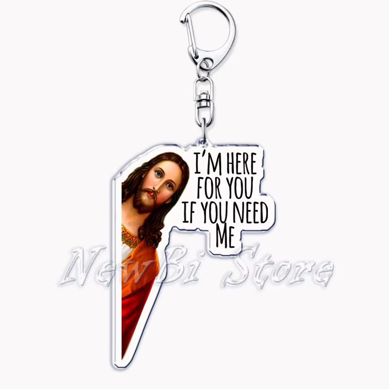 Funny Jesus Is Watching I Saw That Meme Key Chain Keychains Ring for Accessories Bag Pendant Keyring Jewelry Fans Gifts