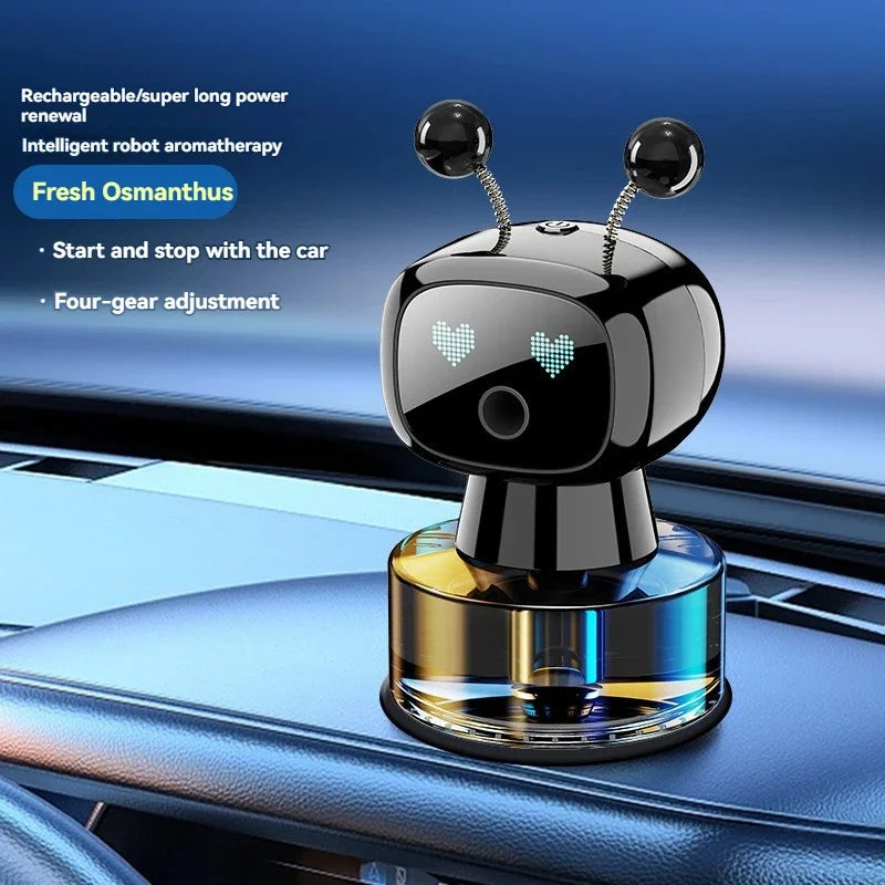 Smart Car Air Freshener AI USB Rechargeable Car Aroma Diffuser Smart Eyes 4 Levels of Adjustable Intelligent Car Diffuser Gift