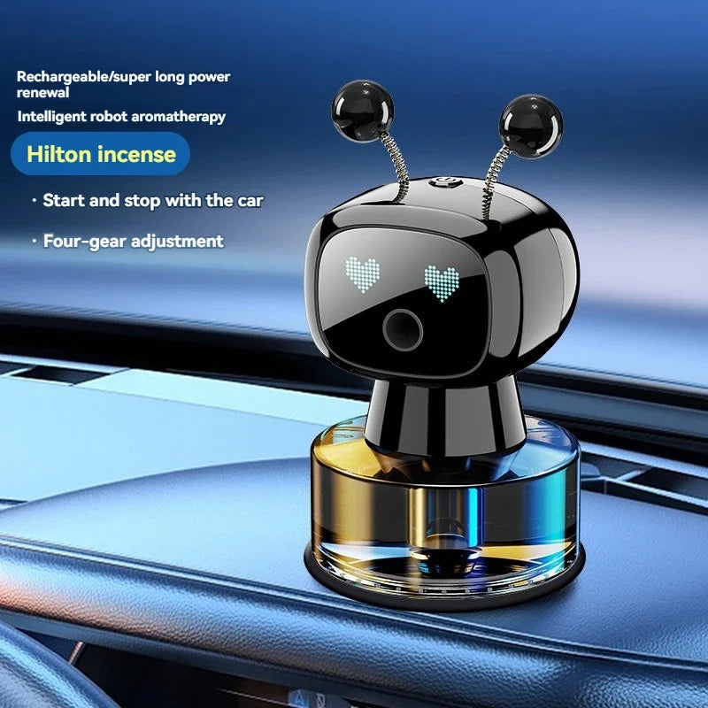 Smart Car Air Freshener AI USB Rechargeable Car Aroma Diffuser Smart Eyes 4 Levels of Adjustable Intelligent Car Diffuser Gift
